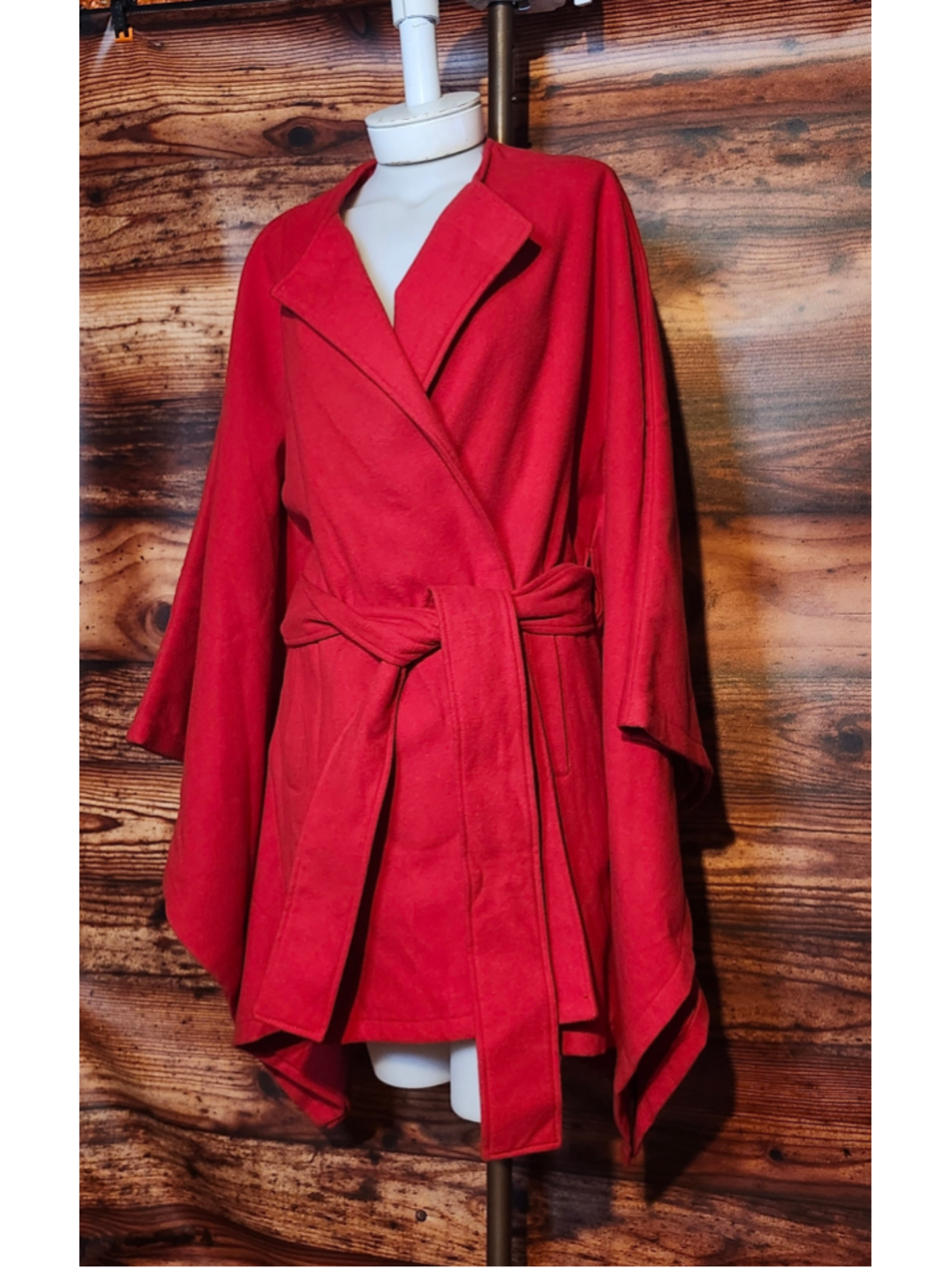 Women's Rachel Zoe Red Cape Coat, Size L